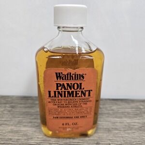 Vintage Watkins Panol Liniment Orange Label Glass Bottle 6oz NEW Sore Muscle